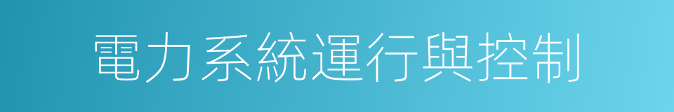 電力系統運行與控制的同義詞