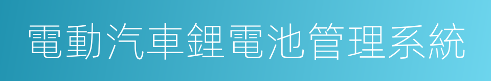 電動汽車鋰電池管理系統的同義詞