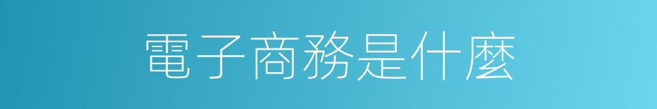 電子商務是什麼的意思