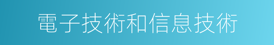 電子技術和信息技術的同義詞