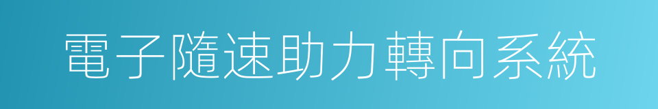 電子隨速助力轉向系統的同義詞