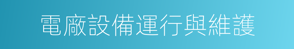 電廠設備運行與維護的同義詞