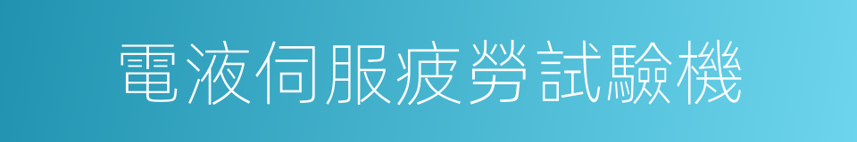 電液伺服疲勞試驗機的同義詞