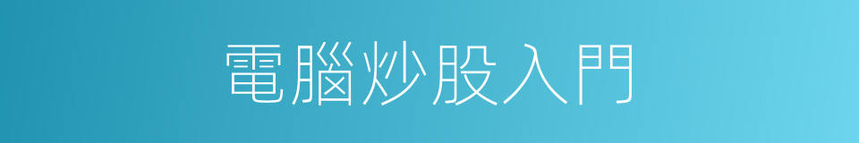 電腦炒股入門的同義詞