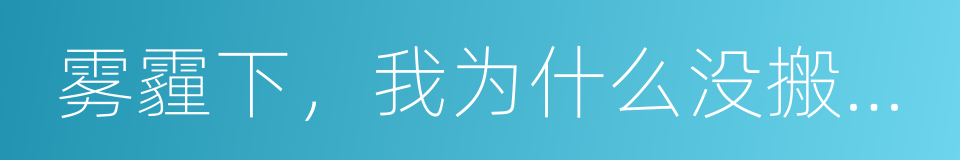 雾霾下，我为什么没搬回美国的同义词