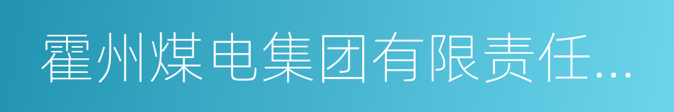 霍州煤电集团有限责任公司的同义词