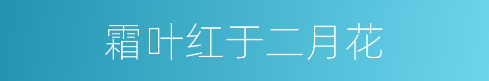 霜叶红于二月花的同义词