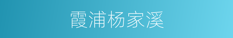 霞浦杨家溪的同义词