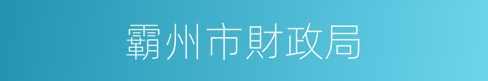霸州市財政局的同義詞