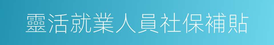 靈活就業人員社保補貼的同義詞