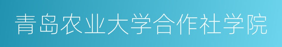 青岛农业大学合作社学院的同义词