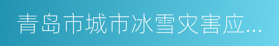 青岛市城市冰雪灾害应急预案的同义词