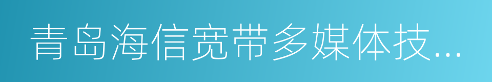 青岛海信宽带多媒体技术有限公司的同义词