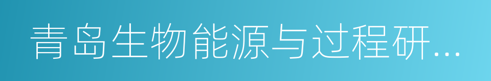 青岛生物能源与过程研究所的同义词