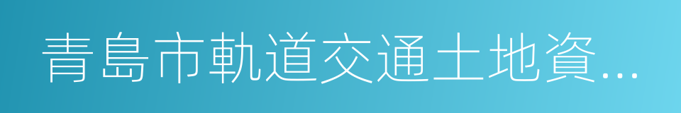 青島市軌道交通土地資源開發利用管理辦法的同義詞