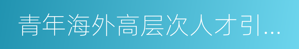 青年海外高层次人才引进计划的同义词