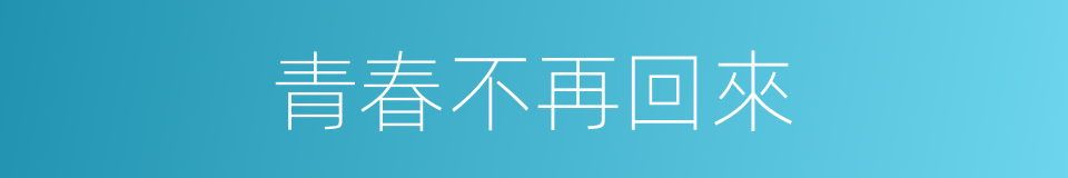 青春不再回來的同義詞
