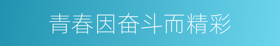 青春因奋斗而精彩的同义词