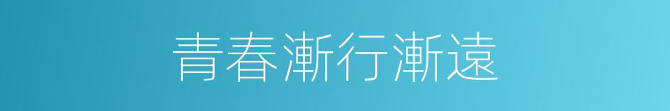 青春漸行漸遠的同義詞