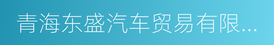 青海东盛汽车贸易有限公司的同义词