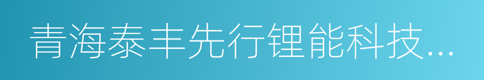 青海泰丰先行锂能科技有限公司的同义词