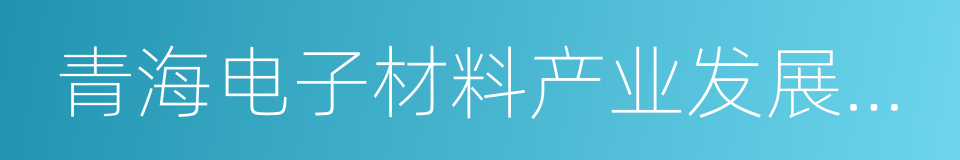 青海电子材料产业发展有限公司的同义词