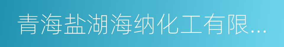 青海盐湖海纳化工有限公司的同义词