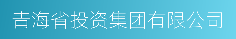 青海省投资集团有限公司的同义词