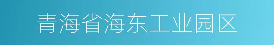 青海省海东工业园区的同义词