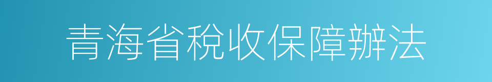 青海省稅收保障辦法的同義詞