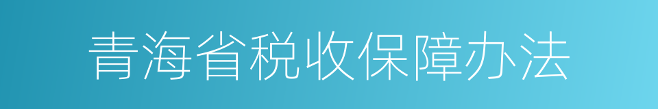 青海省税收保障办法的同义词