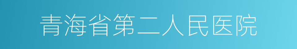 青海省第二人民医院的同义词