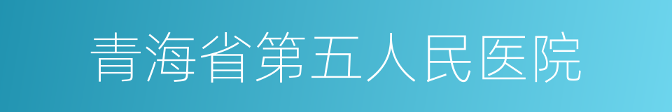 青海省第五人民医院的同义词