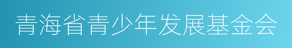 青海省青少年发展基金会的同义词