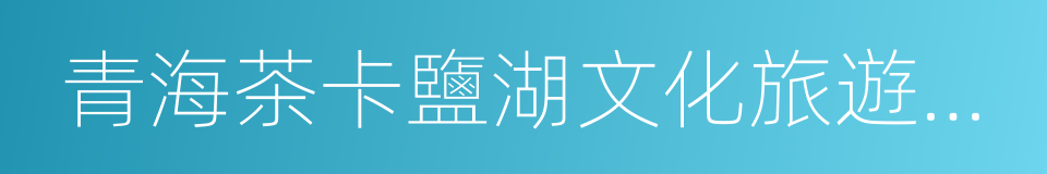 青海茶卡鹽湖文化旅遊發展股份有限公司的同義詞