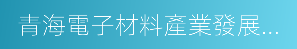 青海電子材料產業發展有限公司的同義詞