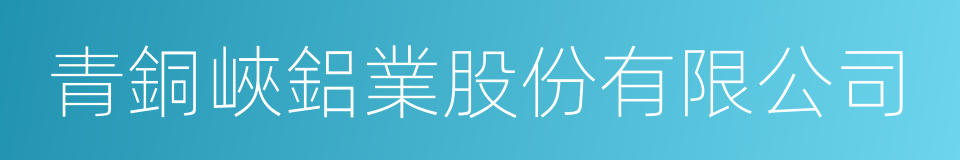 青銅峽鋁業股份有限公司的同義詞