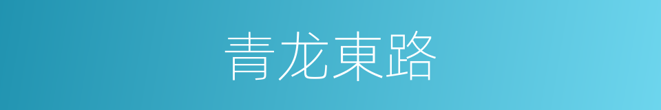 青龙東路的同義詞