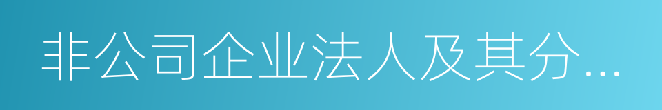 非公司企业法人及其分支机构的同义词