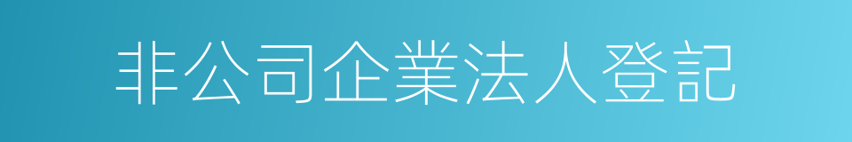 非公司企業法人登記的同義詞