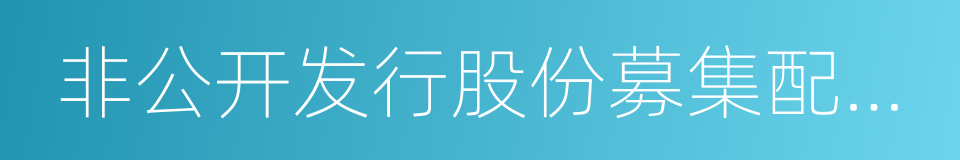 非公开发行股份募集配套资金的同义词