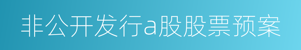 非公开发行a股股票预案的同义词