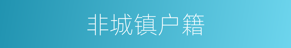 非城镇户籍的同义词