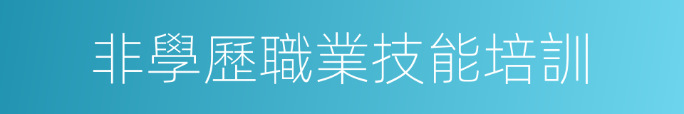 非學歷職業技能培訓的同義詞