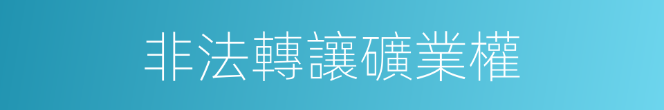 非法轉讓礦業權的同義詞