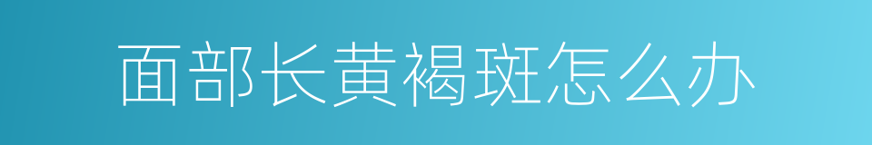 面部长黄褐斑怎么办的同义词