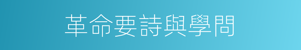 革命要詩與學問的同義詞