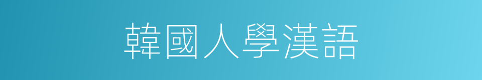 韓國人學漢語的同義詞