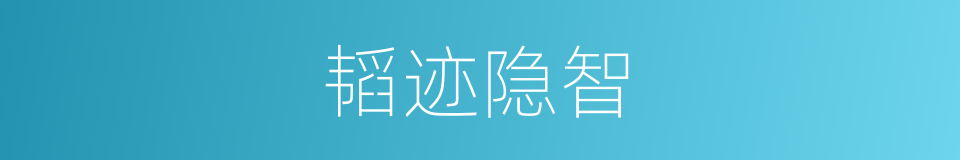 韬迹隐智的意思