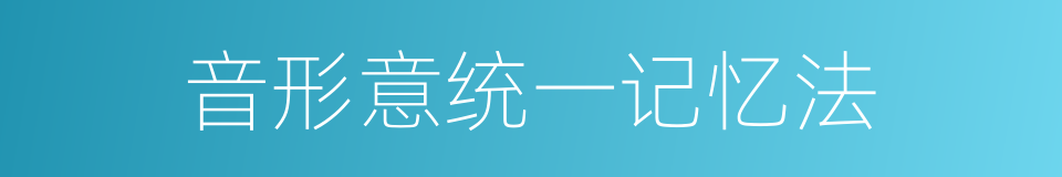 音形意统一记忆法的同义词